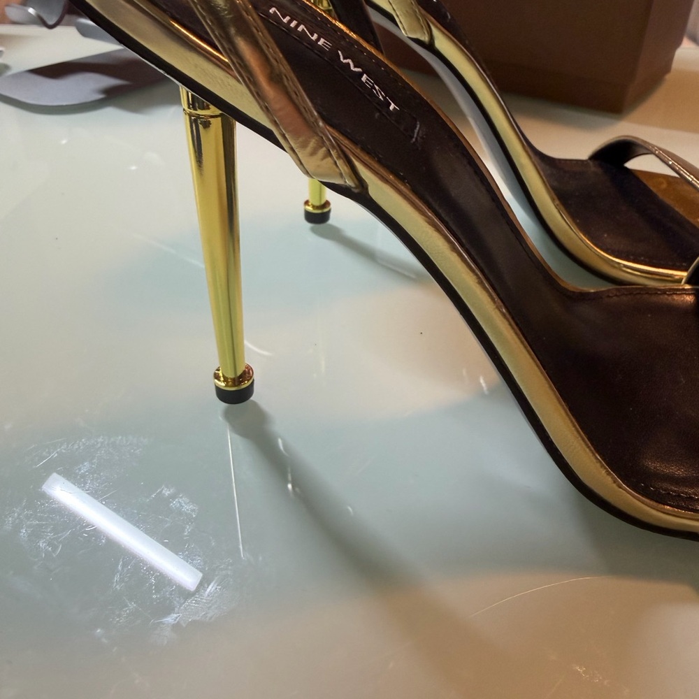 Nine West Black and Gold Metallic Stiletto Heels - Picture 2 of 4